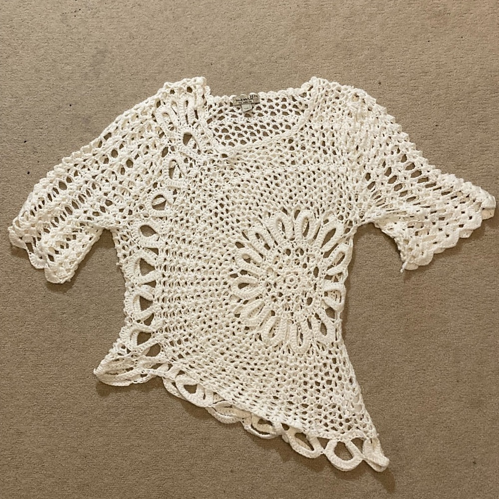 One World crochet floral top
